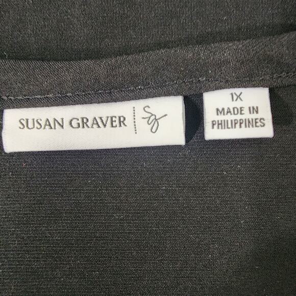 Susan Graver Women Liquid Knit Scoop Neck Top 1X Split Sleeve Detail A224317 - Picture 6 of 8